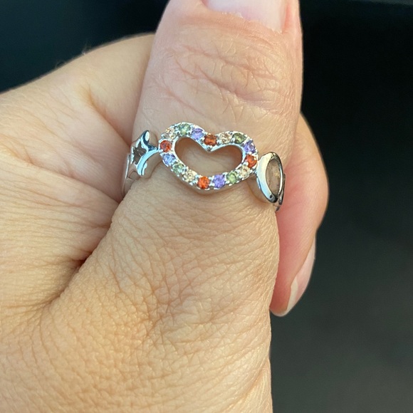 Jewelry - Multicolor Silver Heart & Star Ring ✨$5.95 Shipping✨